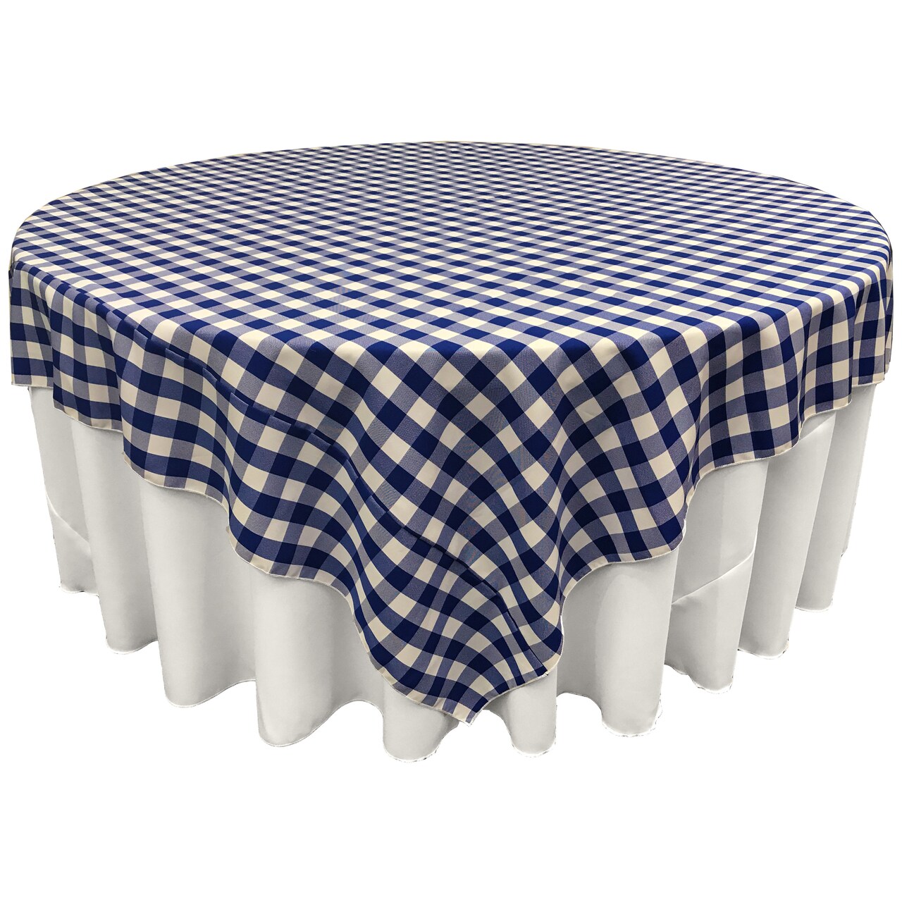 Square Tablecloth 90 x 90 Inch Gingham Checkered Polyester Overlay Use